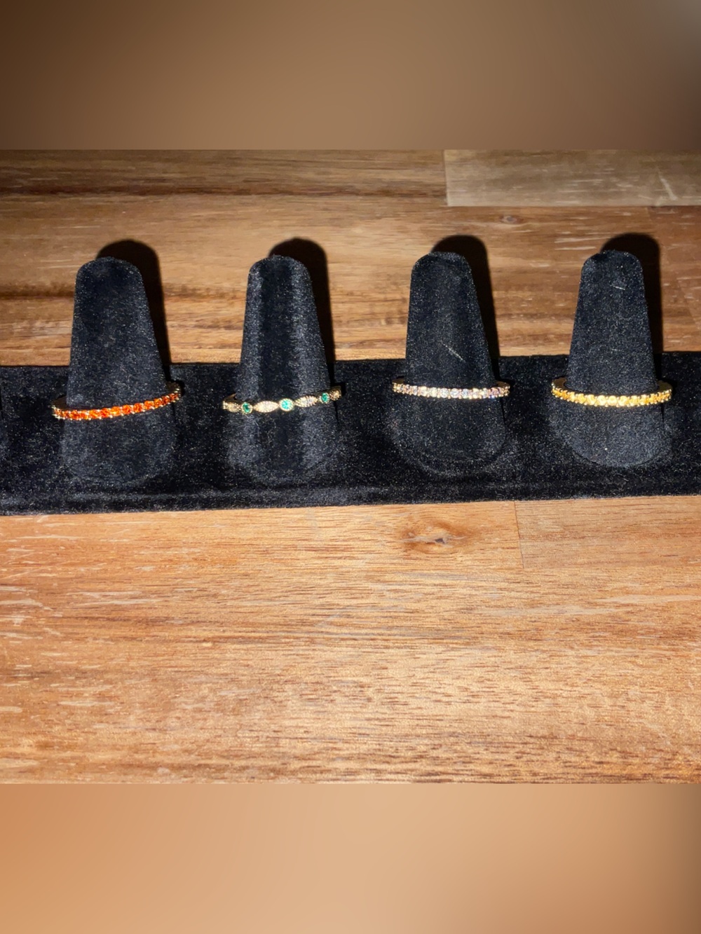 Women's Gold tone and Green Gemstone Stackable Rings - Unbranded